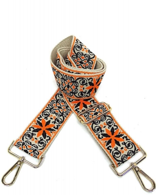 Wide Aztec Tribal Pattern Guitar Strap SS050F ORANGE